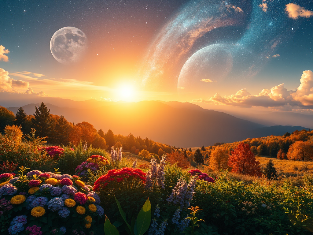 日出江花红胜火，春来江水绿如蓝。看冰天雪地，想造物主的神奇