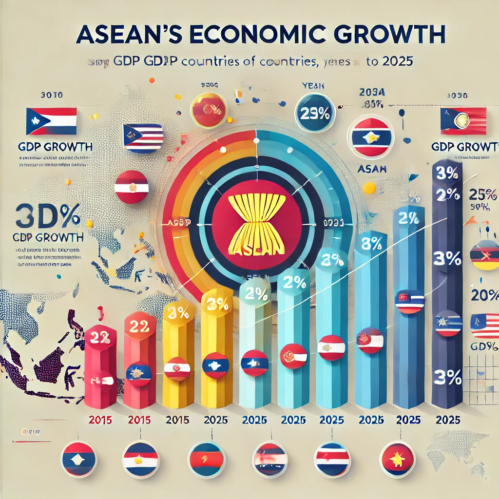 2015年至2025年东盟国家GDP增长趋势的可视化图表