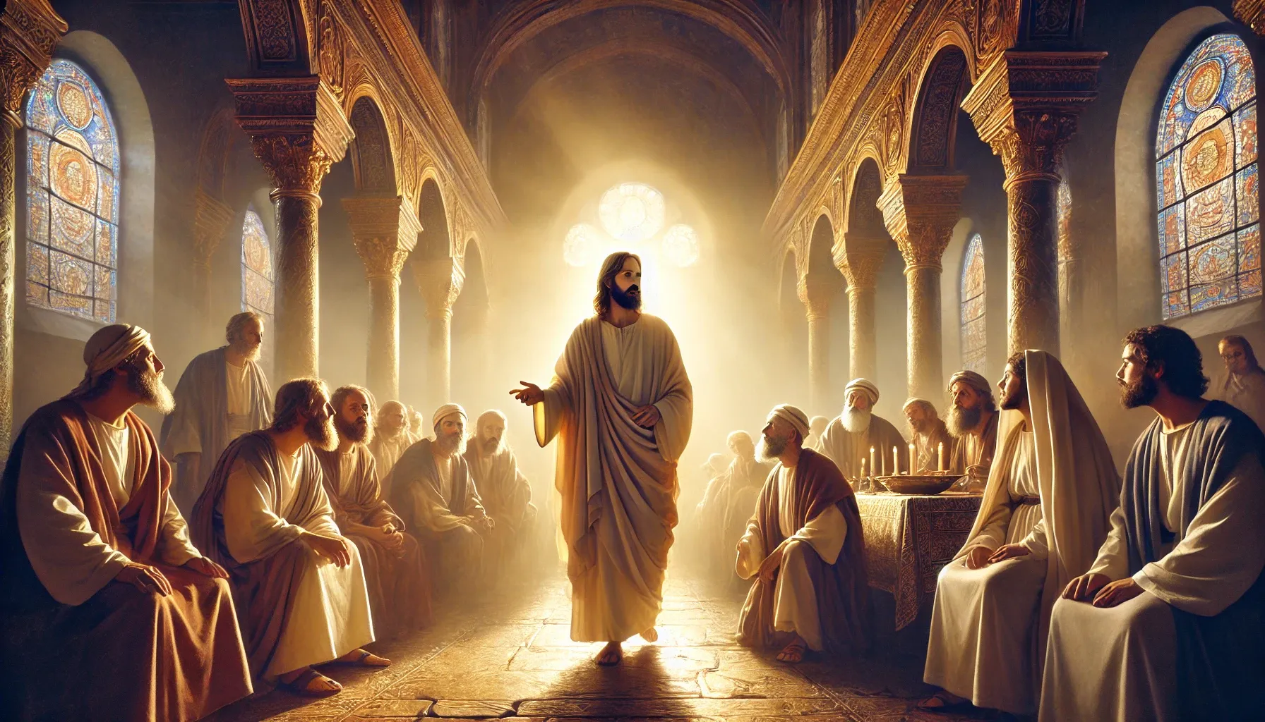 耶稣显出荣耀，门徒信心建立的场景