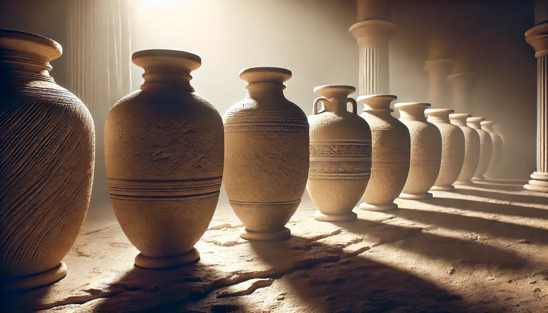 迦拿婚宴中的六口石缸特写