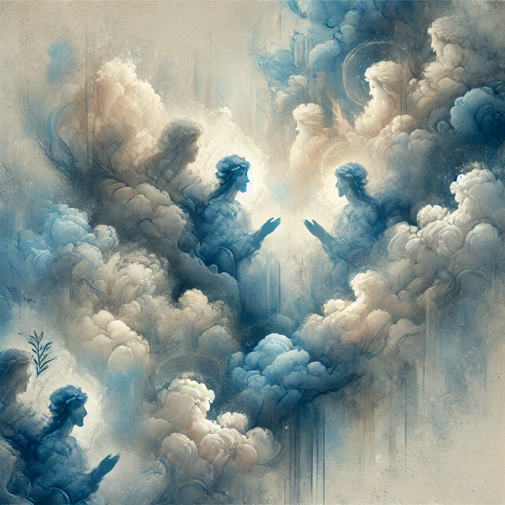 如云彩般环绕的信心见证人，象征属灵的传承和见证