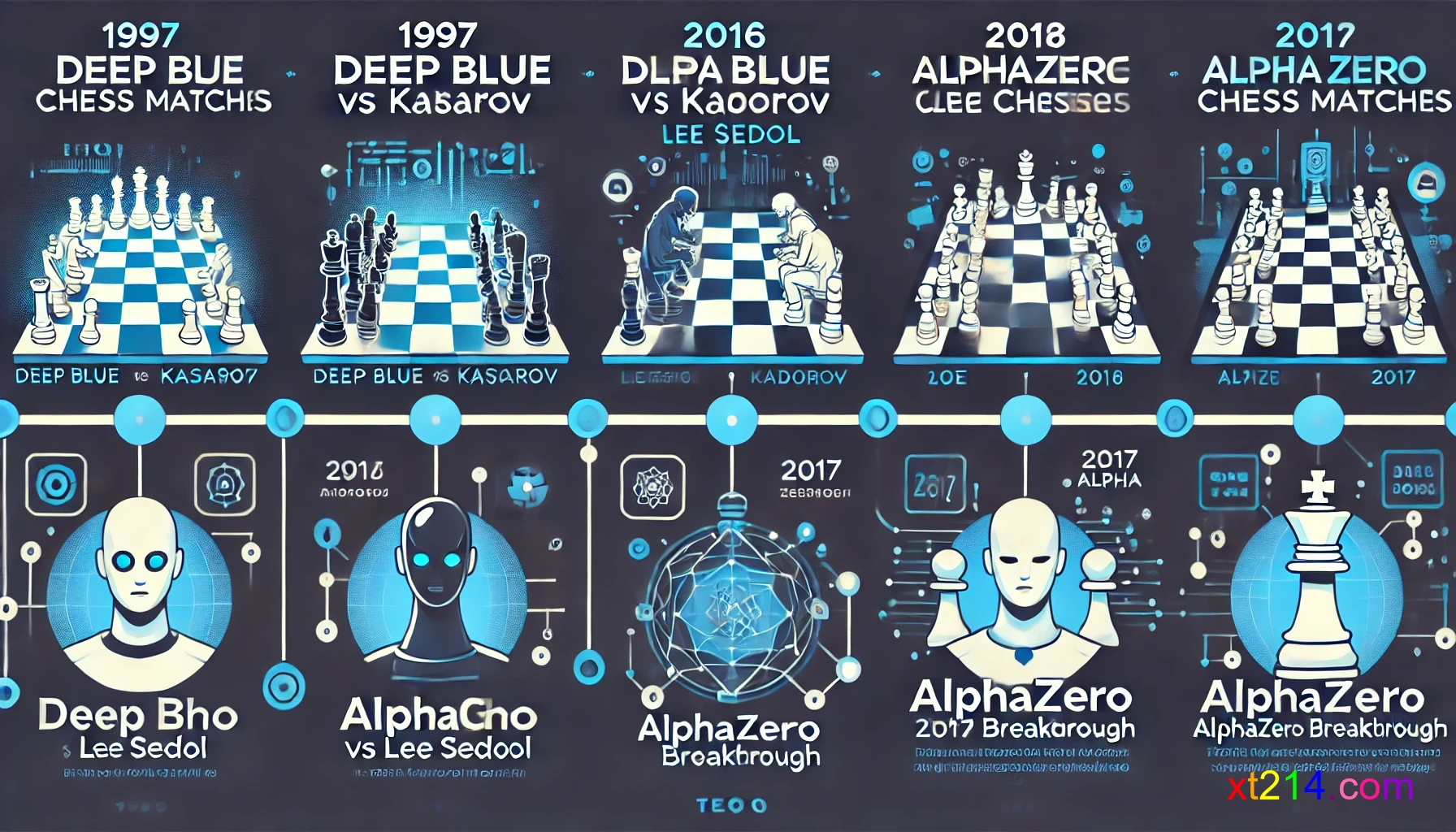 时间线图表，展示AI与人类棋手的关键对决