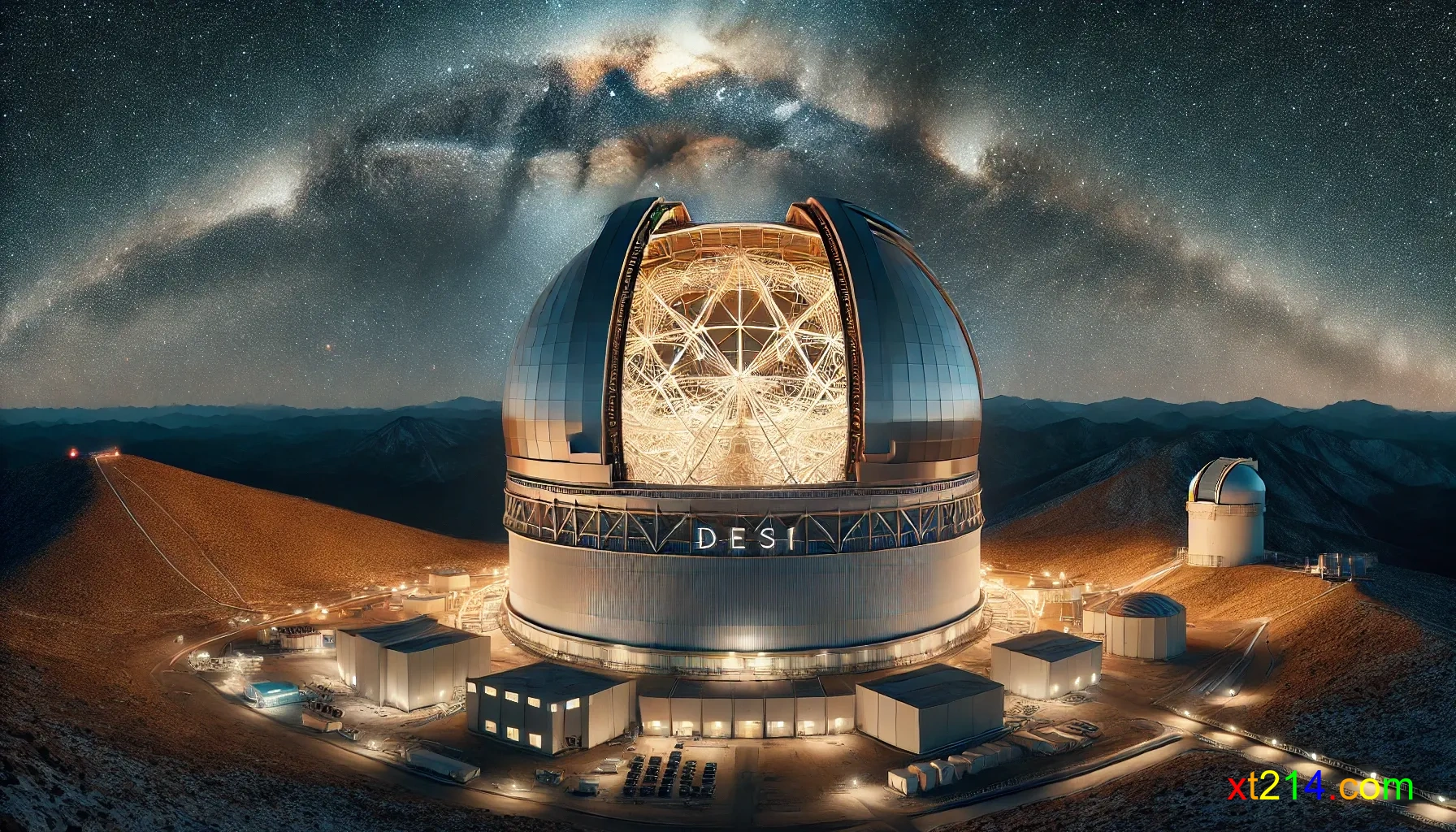 基特峰国家天文台的暗能量光谱仪(DESI)望远镜夜景照片