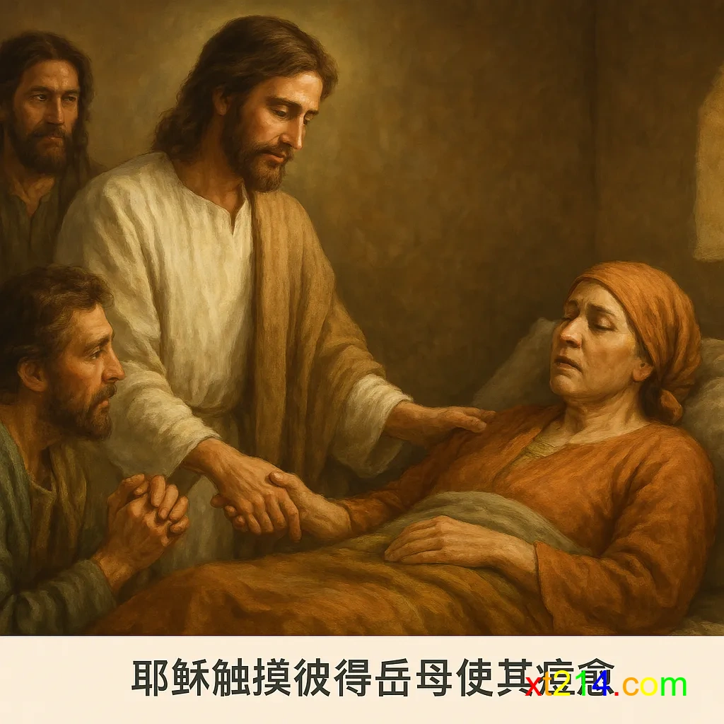 彼得岳母在门徒和耶稣周围服事，象征得救后的服事生命