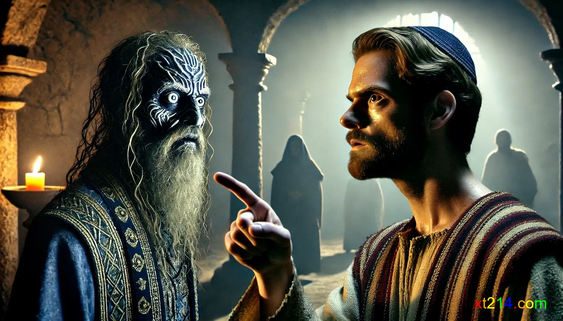 污鬼认出耶稣是'神的圣者'的场景，显示灵界对耶稣身份的认知