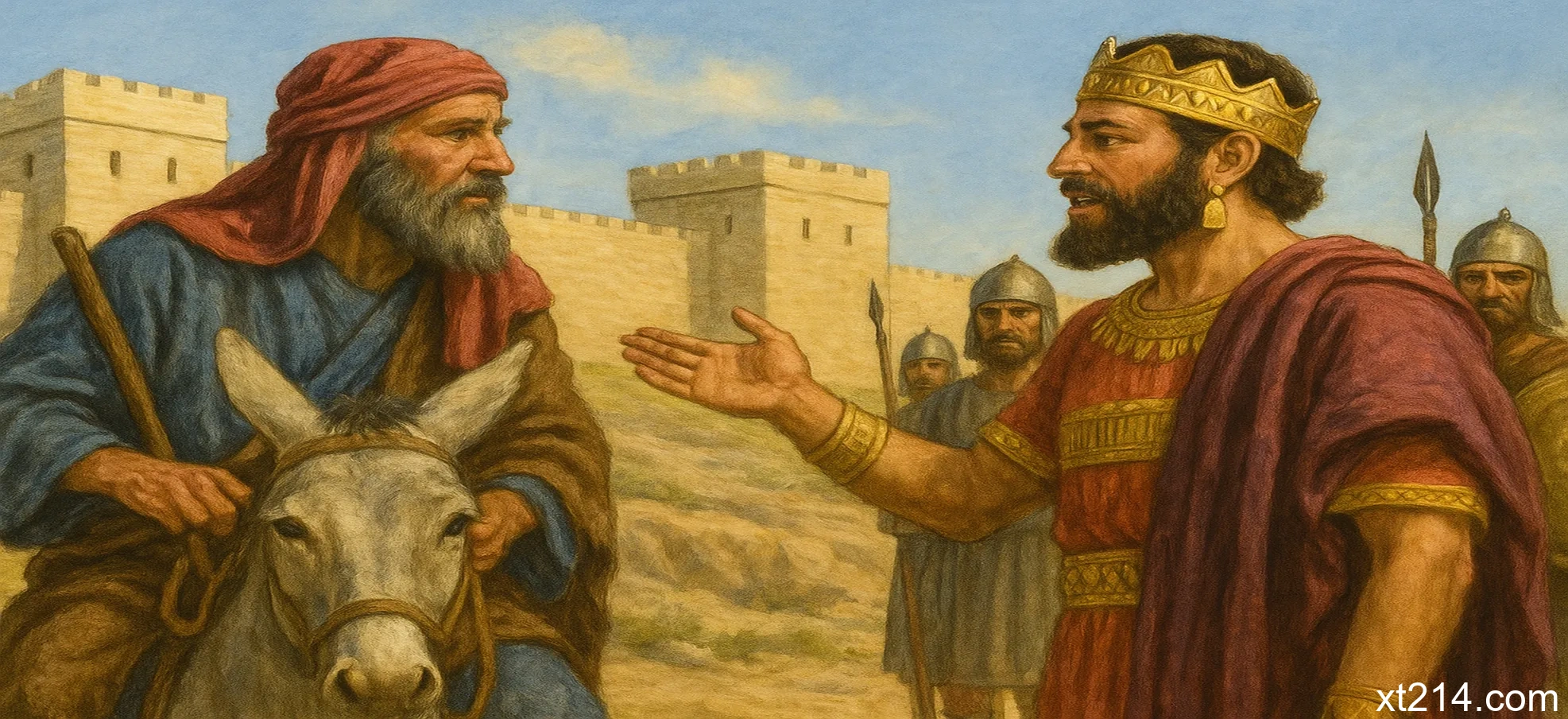 摩押王巴勒在山地豪华营帐中迎接巴兰，预示属灵交易的危险