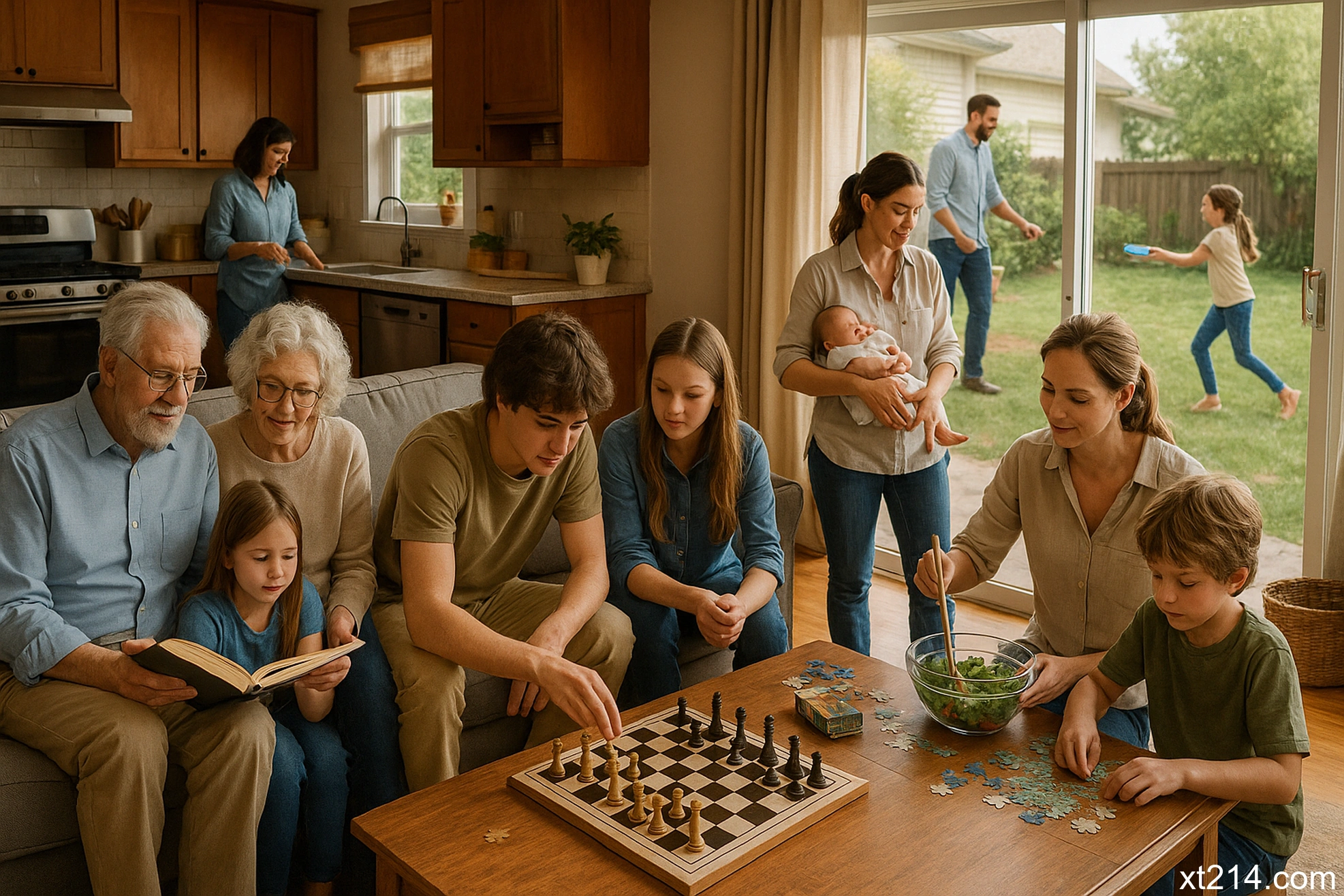 一个家庭将手机放在一边，一起进行有意义的互动和活动