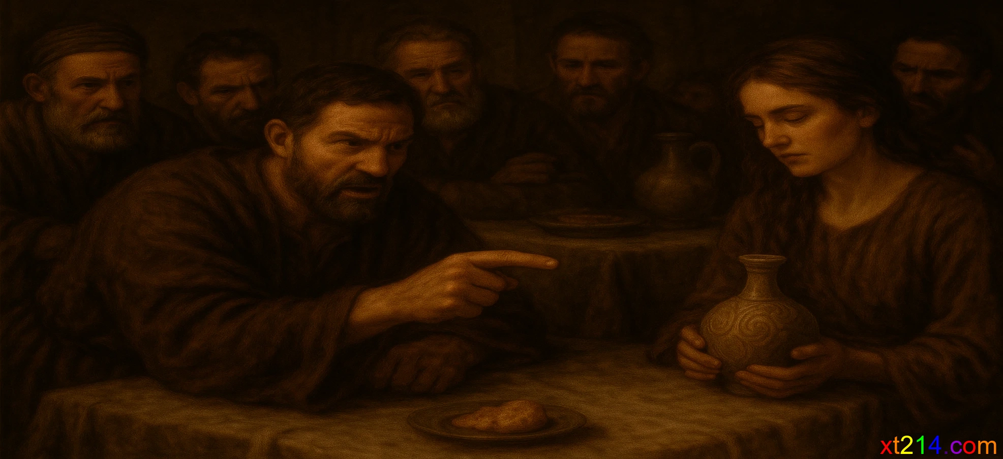 门徒们看到马利亚的行为感到惊讶和不解，议论纷纷