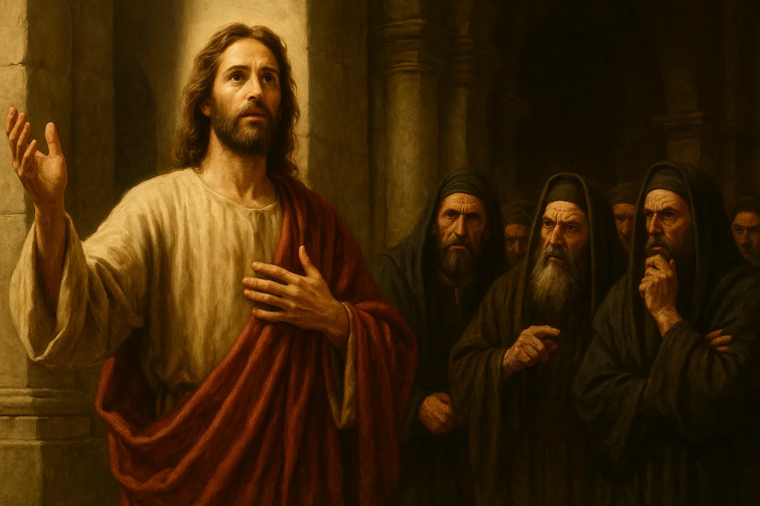 耶稣仰望天父，在祷告中与父神同工，彰显三一神的完美合一