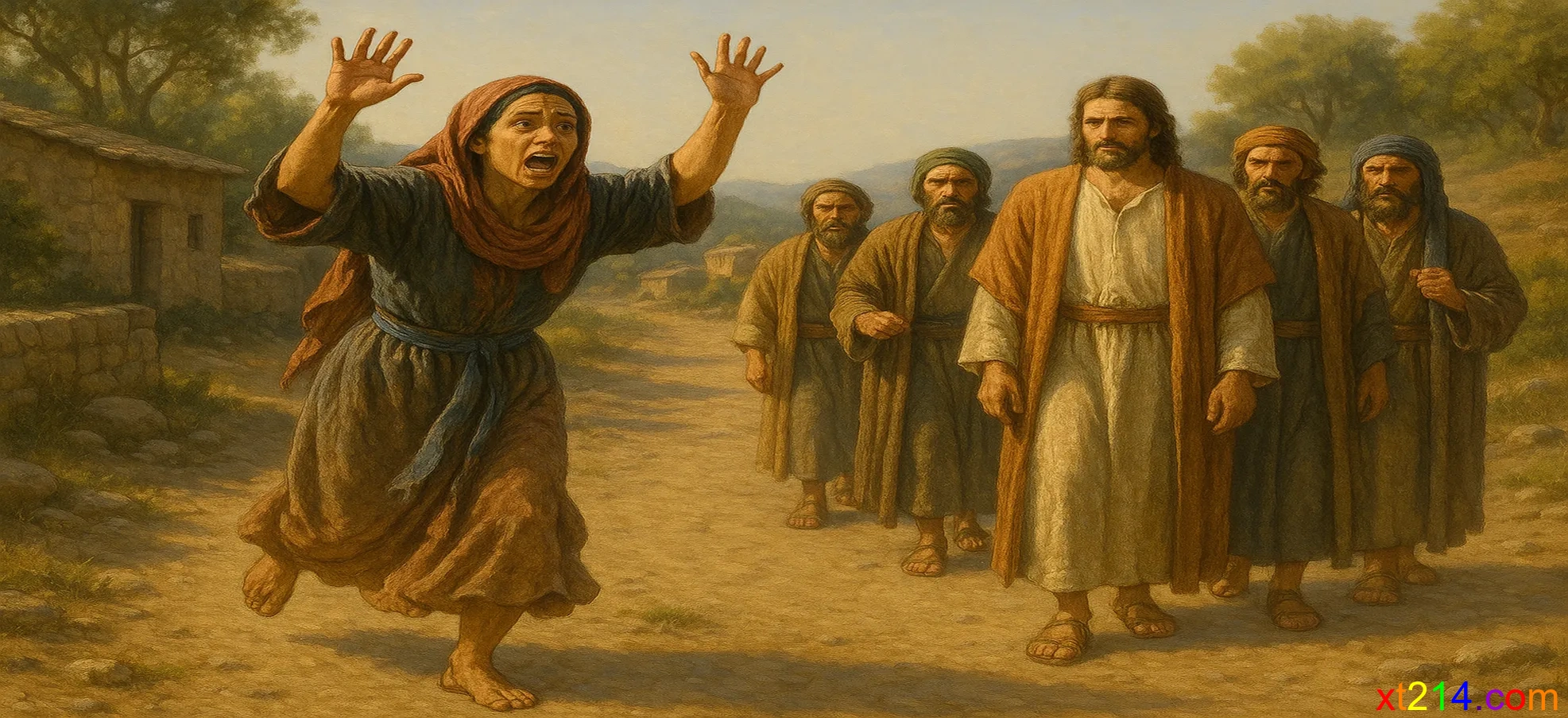 迦南妇人为被鬼附的女儿向耶稣恳求，展现母爱的力量