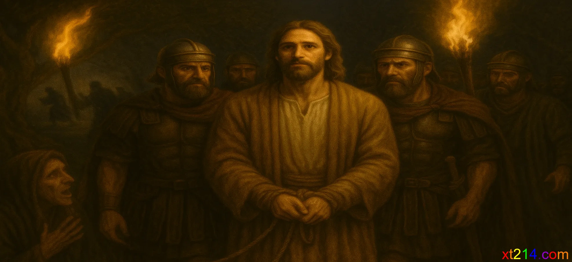 耶稣医治完马勒古后被士兵押解，门徒四散而逃