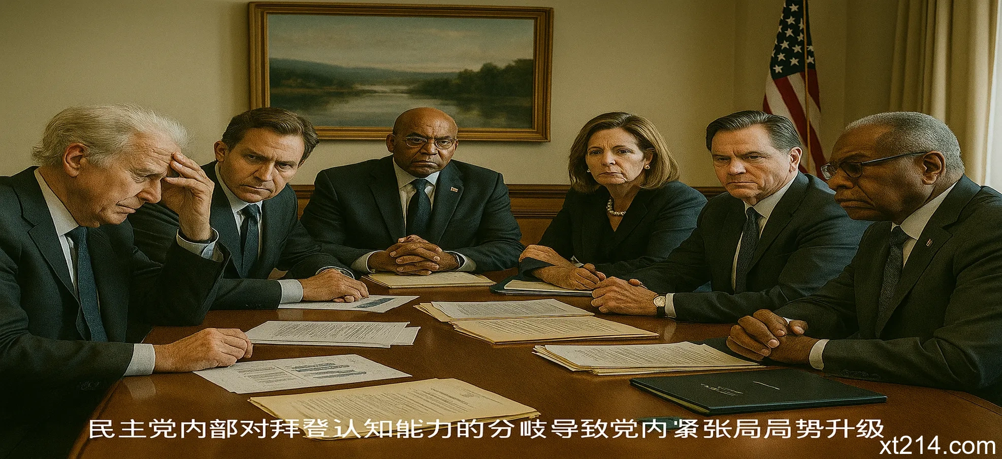 民主党领导层紧急会议讨论拜登认知能力问题，会议室氛围紧张