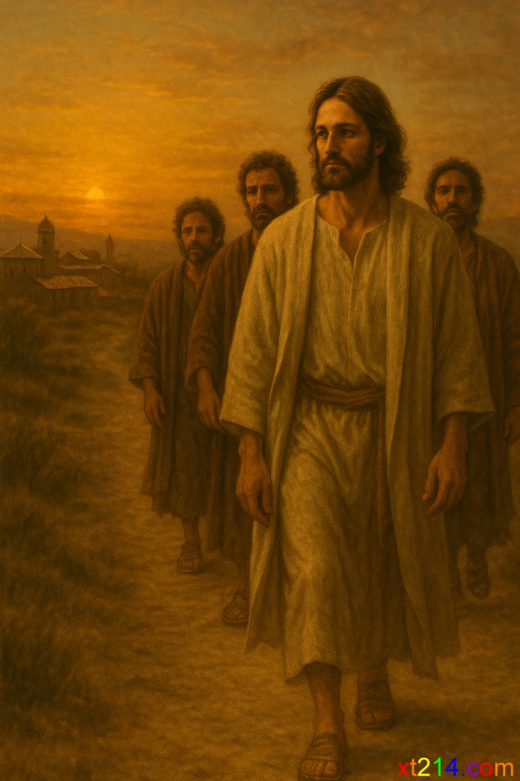 耶稣平静地带领门徒离开撒玛利亚村庄，展现宽容大度