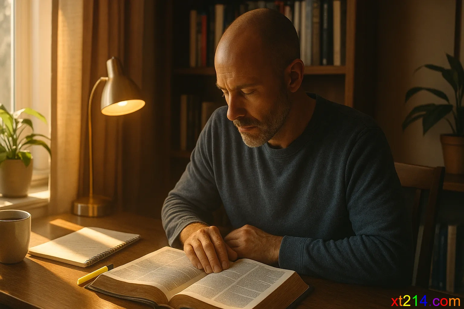 现代基督徒安静读经祷告，寻求心灵的更新和改变