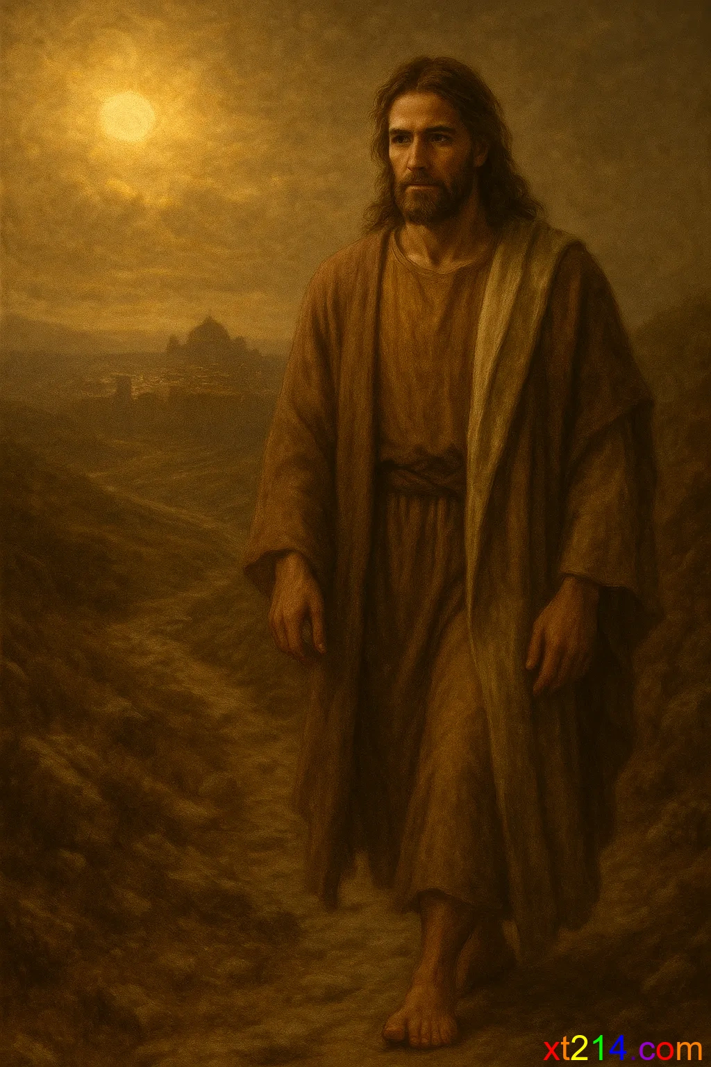 耶稣坚定地走向耶路撒冷，明知苦难仍顺服天父旨意