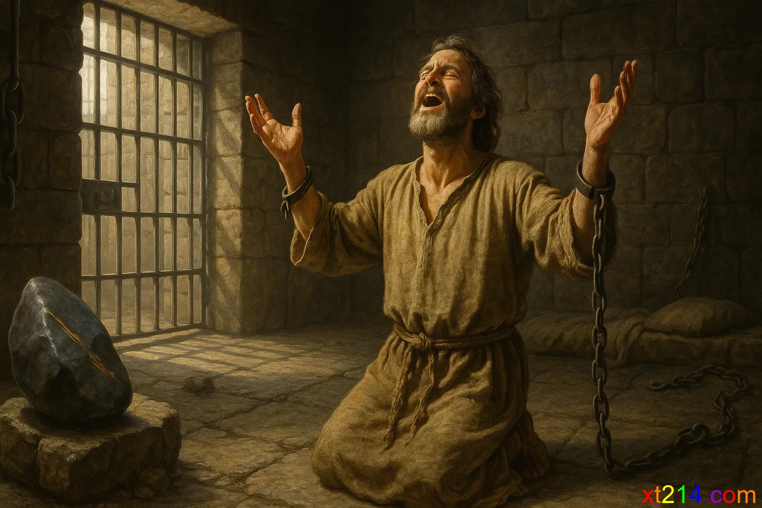 监狱环境与赞美敬拜形成强烈对比，象征属灵生命的试金石检验