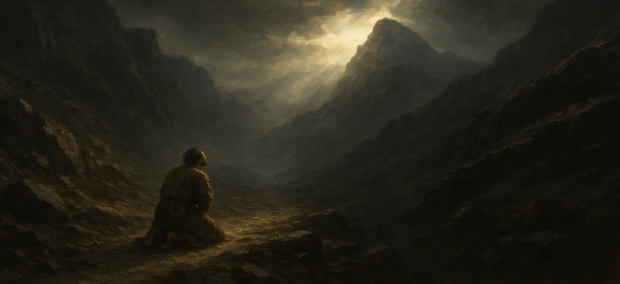 谁能登耶和华的山？山路陡峭，一人跪地仰望