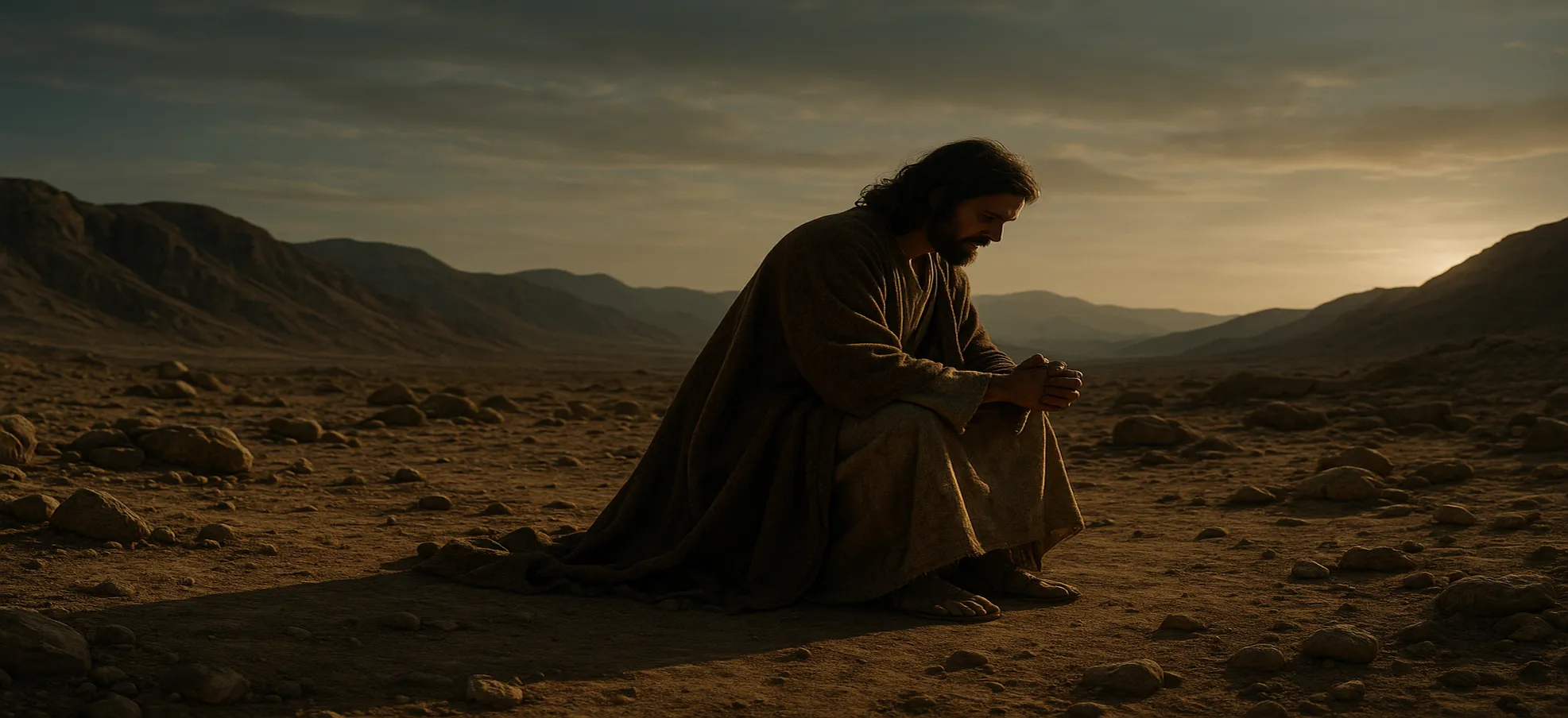 耶稣在荒凉旷野中独自禁食祷告四十天