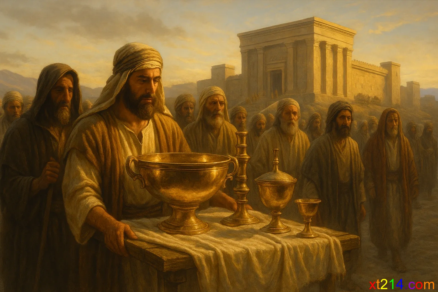 被掳归回时，以色列人小心翼翼地将圣殿器皿运回耶路撒冷