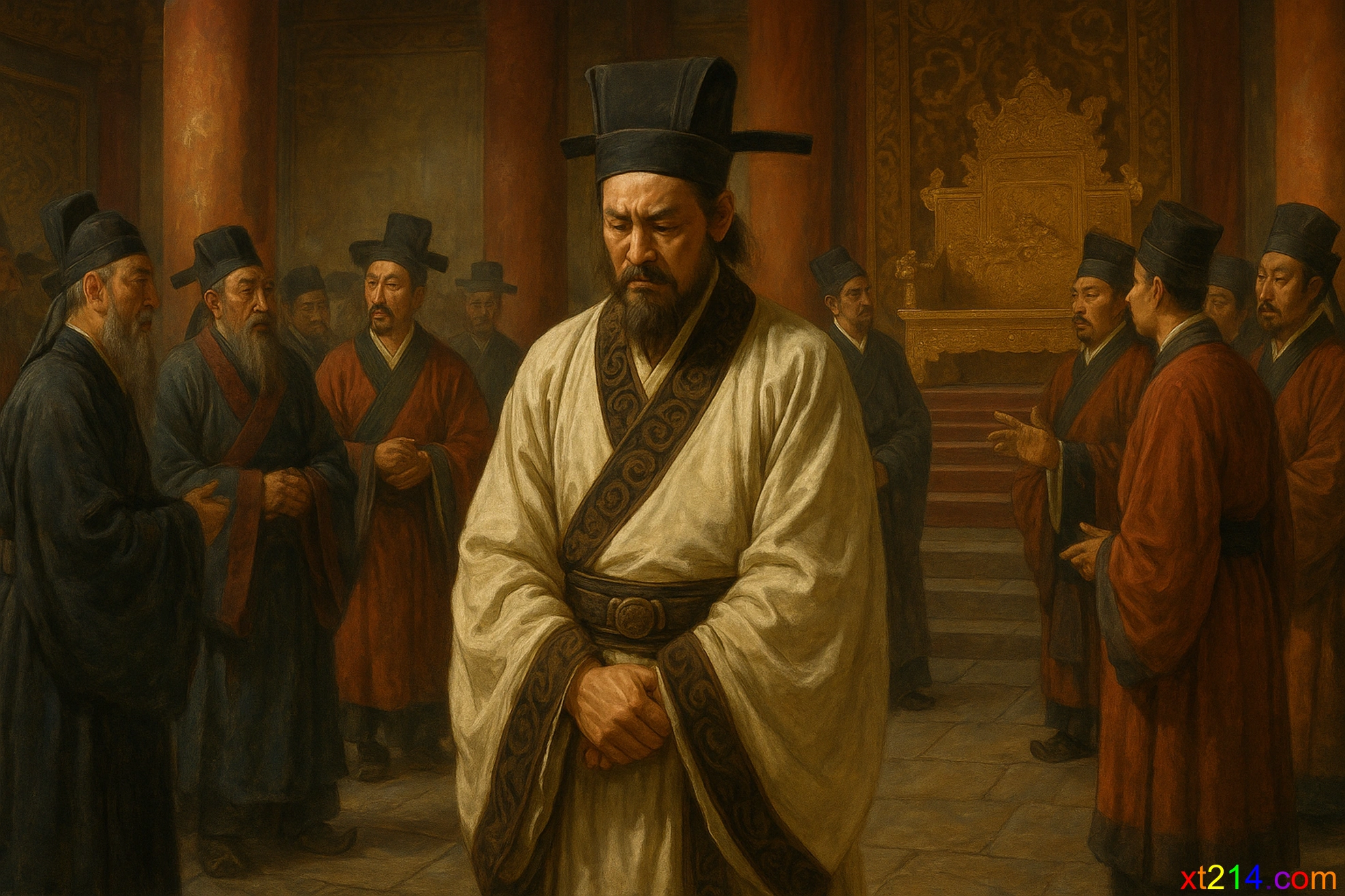 屈原在朝堂上的政治失败，显示其精英孤傲导致的孤立