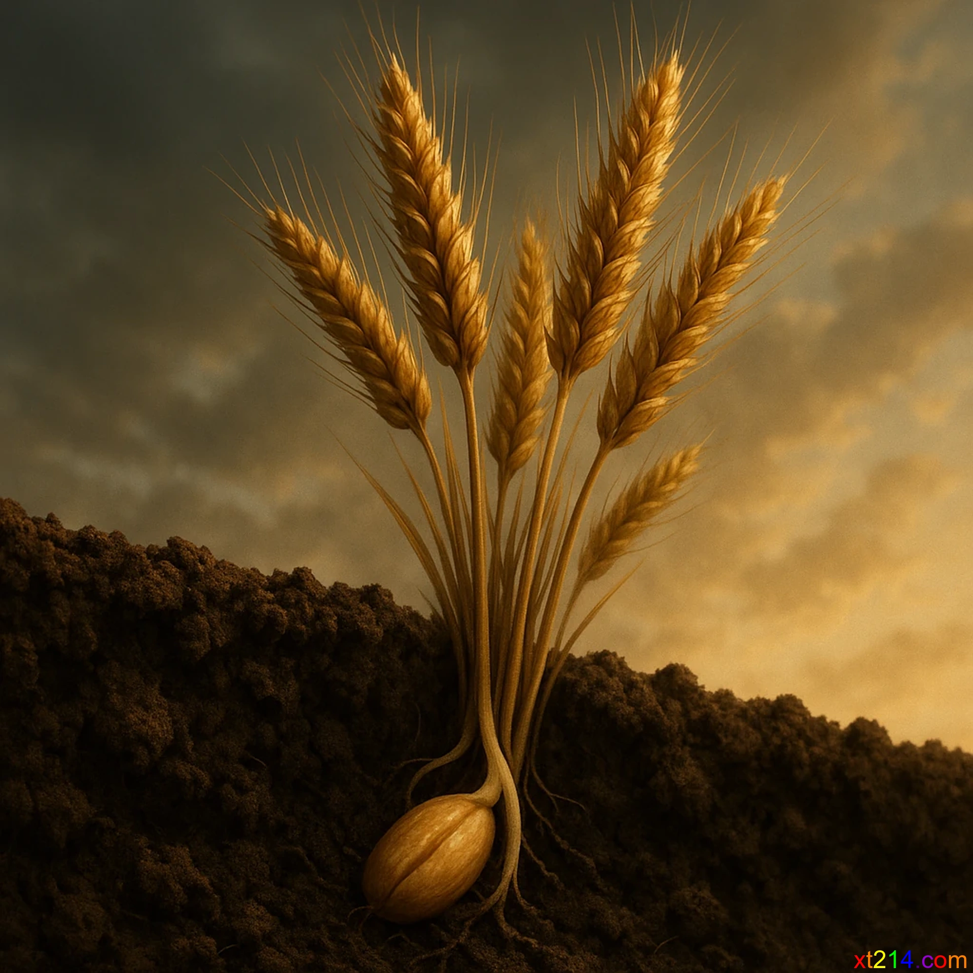 一粒麦子埋在土里死了长出许多新的麦穗