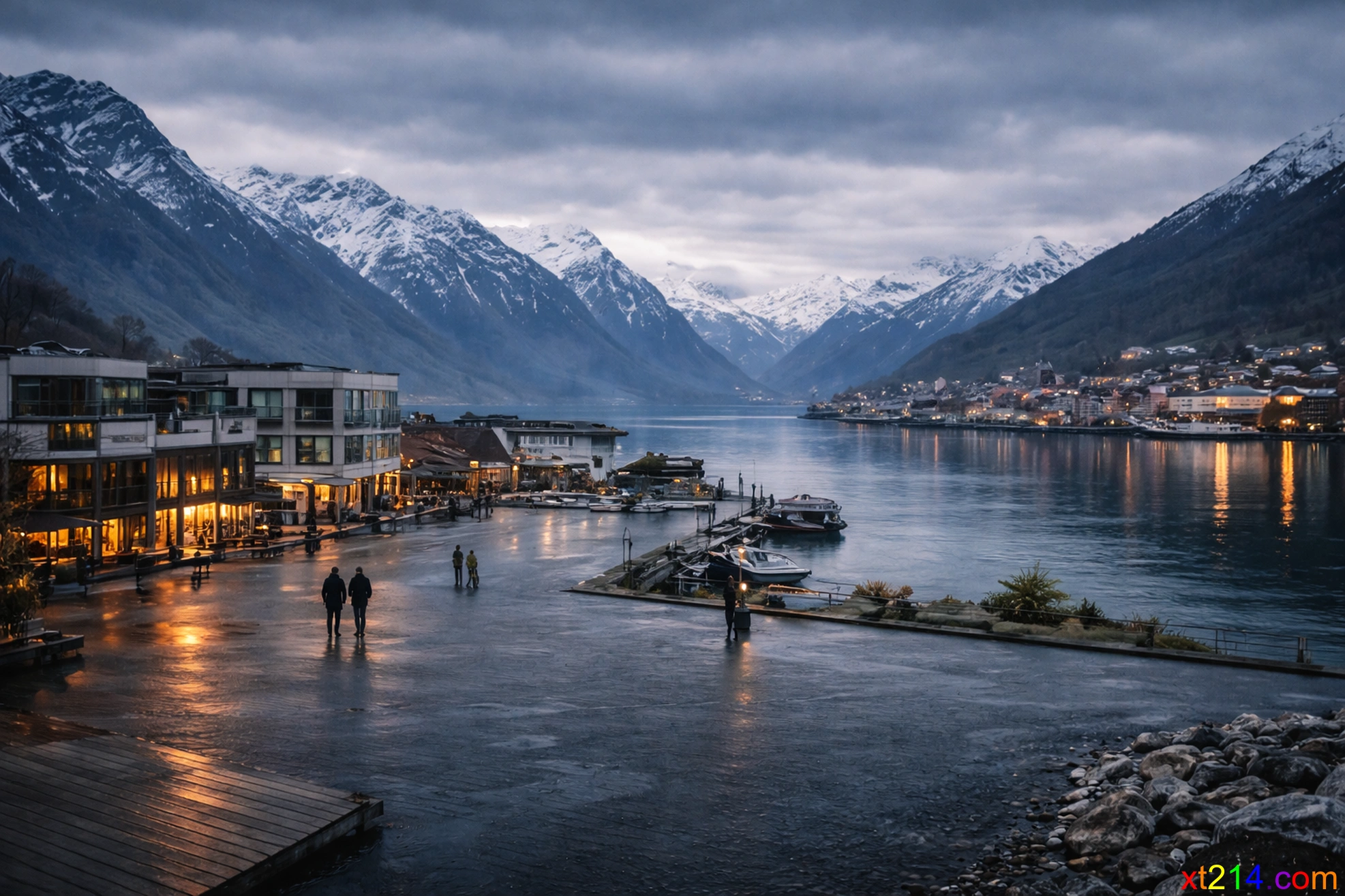 北欧风景秀丽的国家，现代化城市与自然美景并存，但画面氛围透出一种孤独感